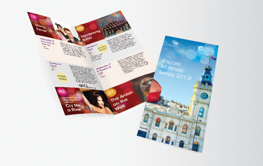 City of Greater Dandenong DL brochure design. 2013 Encore Matinee brochure